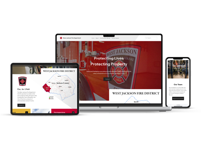 work graphic for wjfd.org with tablet, desktop and mobile devices displaying wjfd.org